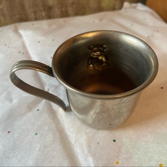 Silver baby mug cup teddy bear design present holiday special occasion gift - Picture 7 of 7